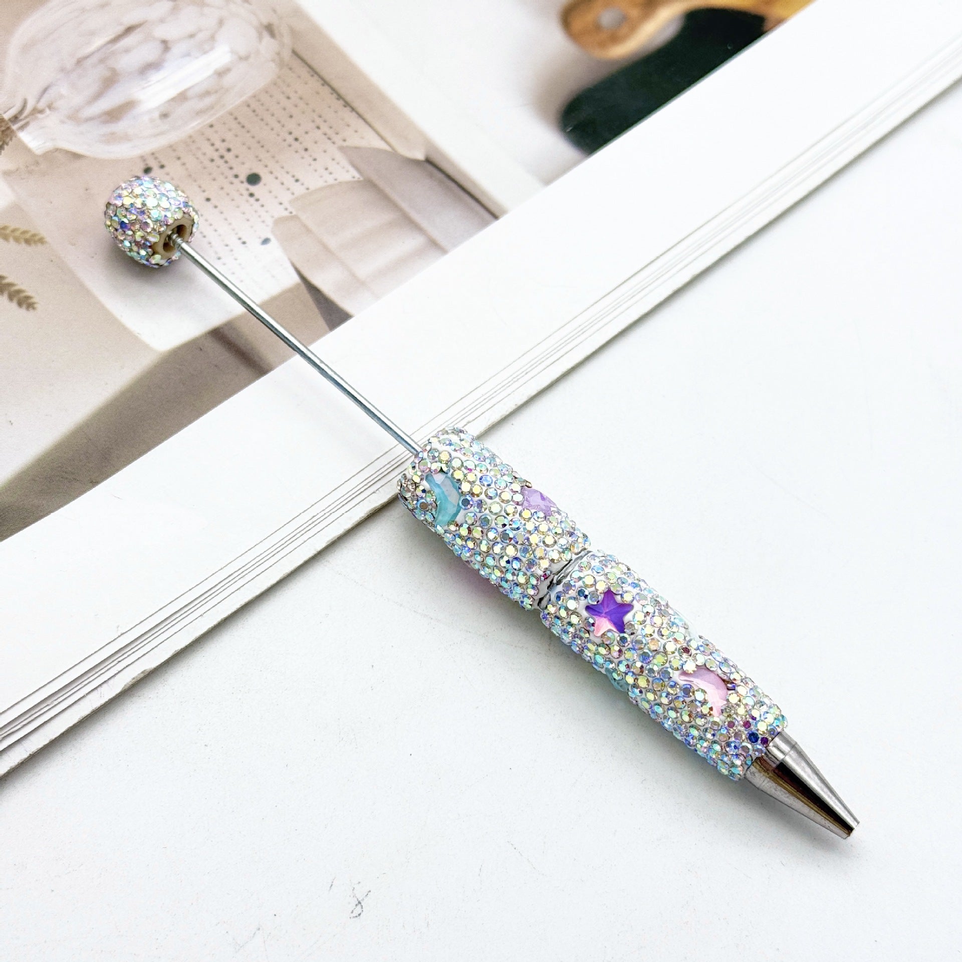 Wholesale DIY star moon mocha full diamond bead pen